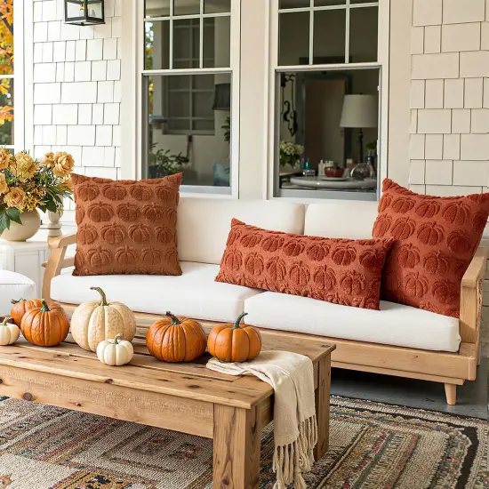 Autumn Decorations Rust Pumpkin Accent Pillowcase {5}