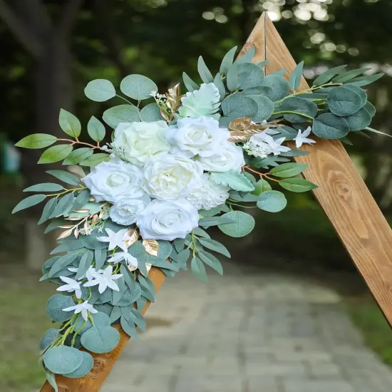 Set of 2 for Welcome Signs,Artificial White Wedding Arch Flower Swags {6}