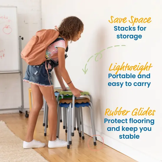 Daisy Stackable Stool Set, Flexible Seating, 8-Piece Earthtone {3}