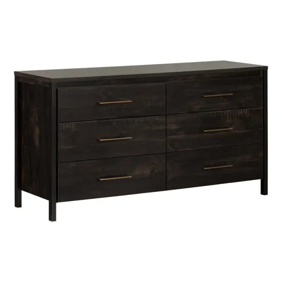 Engineered Wood Modern 6-Drawer Double Dresser with Smooth Glides Java {1}