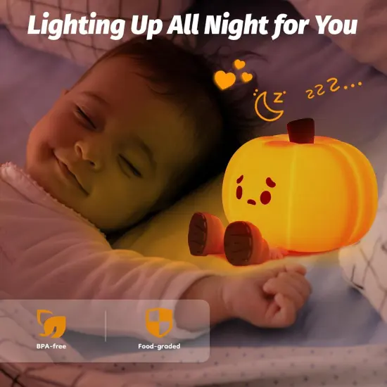 Cute Silicone Pumpkin Light Squishy Touch Nightlight {2}