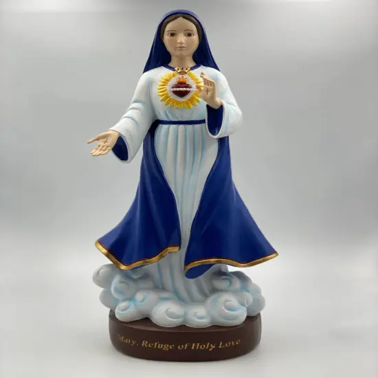 Ceramic Mother Mary Statue, Refuge of Holy Love, Religious Gift or Decor {3}