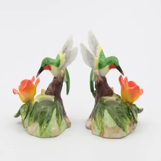 Ceramic Mini Hummingbird with Orange Rose Flower Candle Holder, Home Decor, Table Decor, Gift for Her, Gift for Mom, Birdwatcher Gift {3}