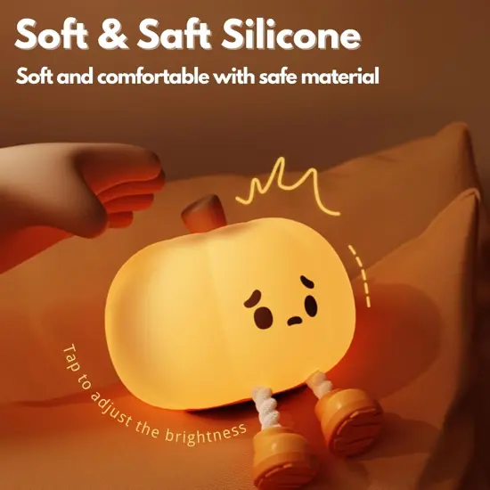 Cute Pumpkin Decor Silicone Rechargeable Night Lamp {2}