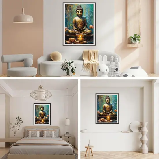 Buddha Diamond Painting Kits for Adults, 5D Buddhism Inspirational Full Drill Diamond Art Kits, Lotus DIY Round Full Drill Gem Art and Crafts for Home Wall Decor 12x16inch {3}