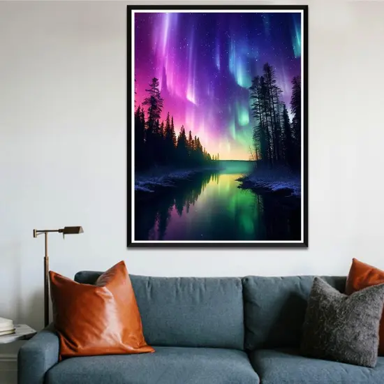 Aurora Diamond Painting Art Kit for Adults Forests Lake Diamond Art Painting for Beginners Full Drill Round Gem Art Painting for Crafts Home Wall Decor Gift 12x16inch {3}