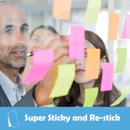 24 Pack Sticky Notes Small, Super Sticking Power Memo Pads, 12 Assorted Colors Self-Stick Pads, 100 Sheets/Pad Strong Adhesive Notes for Home,School,Office,Use on Walls,Doors,Windows {3}