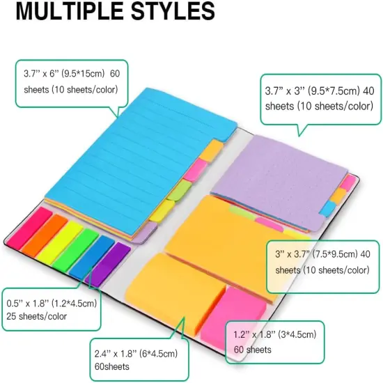 Sticky Notes Set, Hommie Colored Divider Self-Stick Notes Pads Bundle, Prioritize with Color Coding {2}