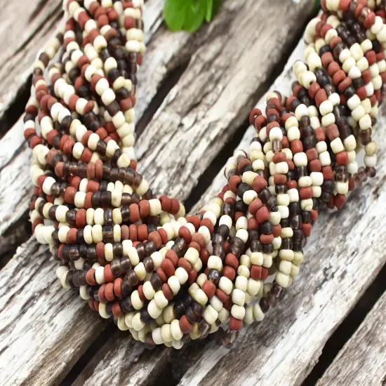4mm Matte Ethnic Mix Java Glass Pony Seed Beads (48" Strand) - Indonesian Glass Beads {2}