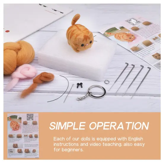QMNNMA Needle Felting Kit, Animals Needle Felting Set, DIY Wool Felt Materials Set with Felting Tool and Instruction for Needle Felting Craft Project and DIY Handmade {5}