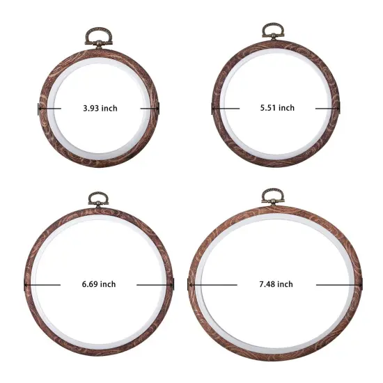 joybest 4 Pcs Embroidery Hoops Set Cross Stitch Hoop Ring Imitated Wood Display Frame-Circle and Oval Hand Embroidery Kits for Art Craft Sewing (Imitated wood) {5}