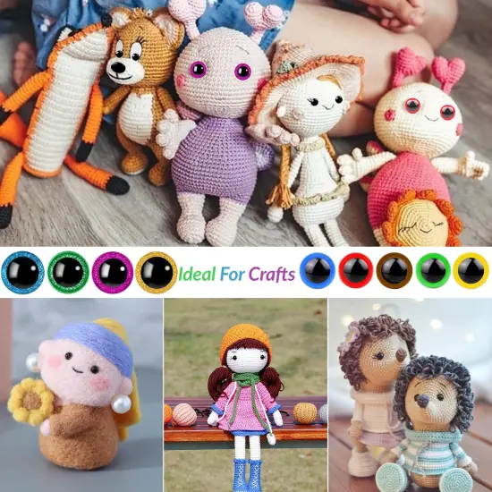1100PCS Safety Eyes and Noses, Amigurumi Safety Eyes for Crocheting, Colorful Doll Crochet Eyes with Washers for Plush Animal, Crochet Toy, Stuffed Doll and Teddy Bear (Various Sizes) {6}