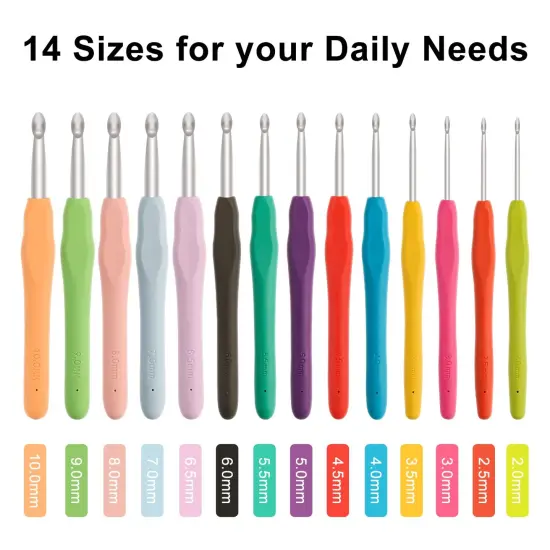 OWill 14 Piece Crochet Hooks Set, Crochet Hooks for Beginners Adults, Soft Grip Crochet Needles Tools with Storage Case,Ergonomic Crochet Hooks for Arthritic Hands {6}