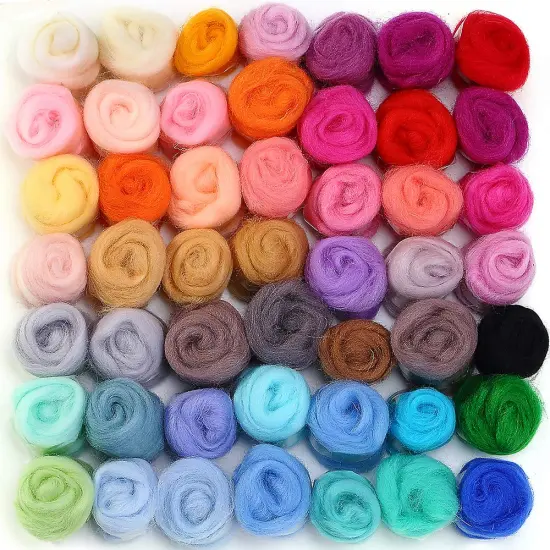 MOMODA BAODLON 50 Colors Fibre Wool Yarn Roving for Needle Felting Hand Spinning DIY Craft Materials {1}