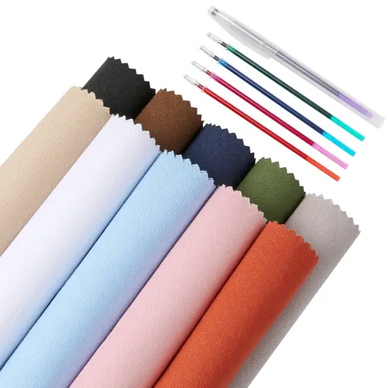 10 Pieces Embroidery Fabric, Including 10 Colors Embroidery Cotton Fabric, 5 Colors Water-Soluble Pens, 7.9 by 7.9 Inch {1}