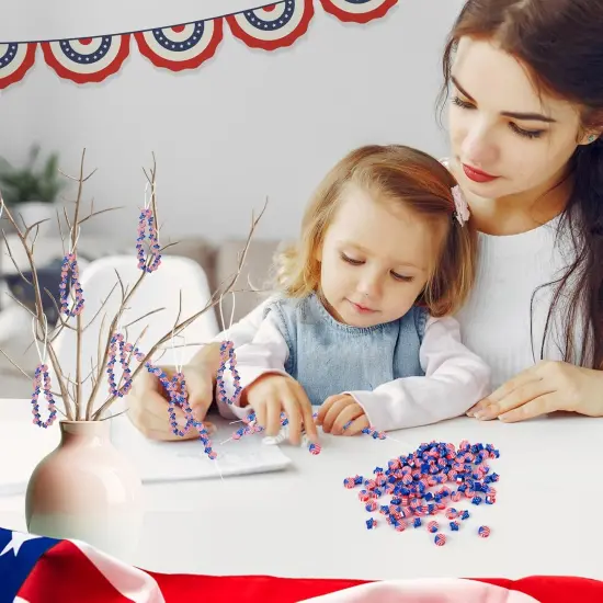 500 Pcs 4th of July American Flag Polymer Clay Patriotic Beads {5}