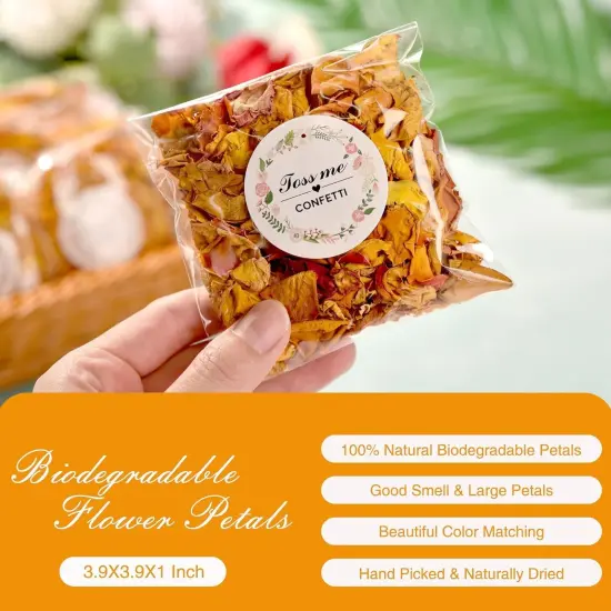 20 Pack Prefilled Confetti Packets,Biodegradable Flower Petals (Yellow Red Rose) {3}