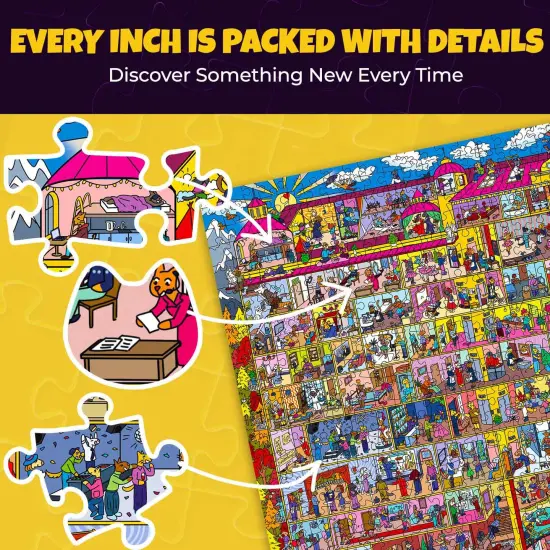 QUOKKA 1000 Piece Puzzle for Adults and Teens – Hotel Wildeluxe Adult Jigsaw Puzzles with Hidden Secrets & Audio Story {4}