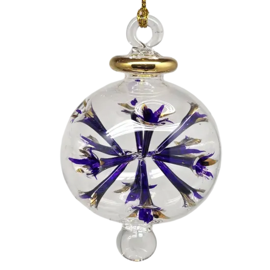 Blown Glass Pierced Starburst Ornament - Purple {1}