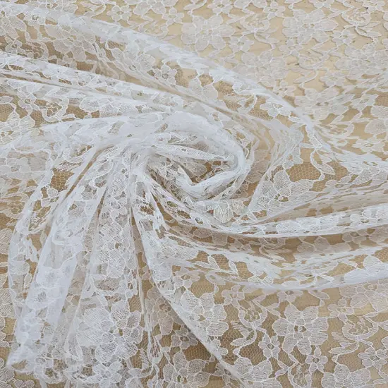 1 Yard Raschel Lace Fabric Lightweight Floral Design Slight Sheen No Stretch 100% Polyester 58/59" Wide Black {2}