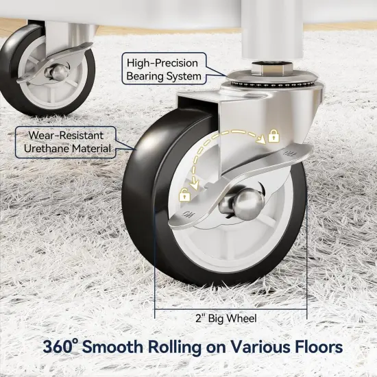 Metal 3 Tier Rolling Cart - Heavy Duty Utility Cart with Lockable Wheels {5}