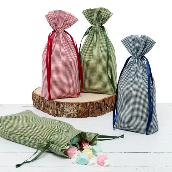 Durable Gingham Cotton Bag 5 5/8" x 1 5/8" x 10 3/8" {2}
