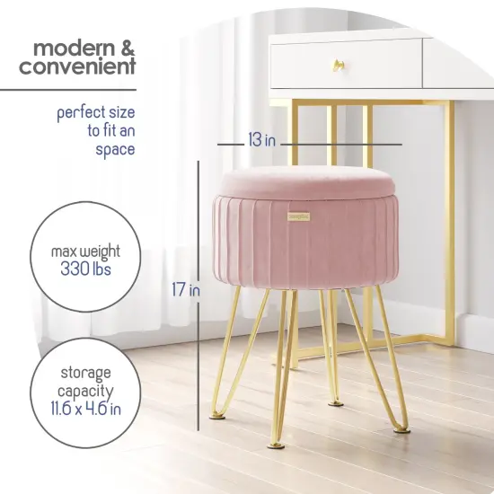 StorageBud Pleated Velvet Storage Ottoman {5}