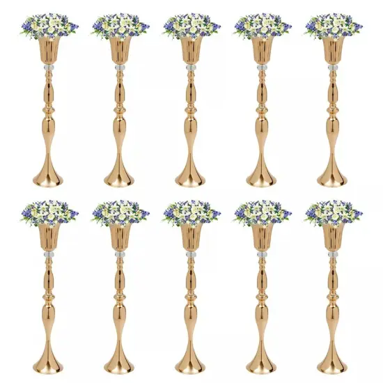 10 Gold Wedding Centerpieces Flower Vase Candle Holder Table Retro Home Decor {1}