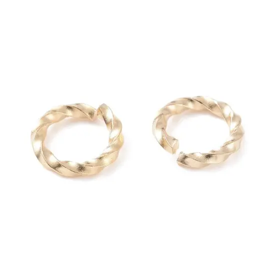 *50* 24k Gold Plated 304 Stainless Steel Twisted Open Jump Rings {7}