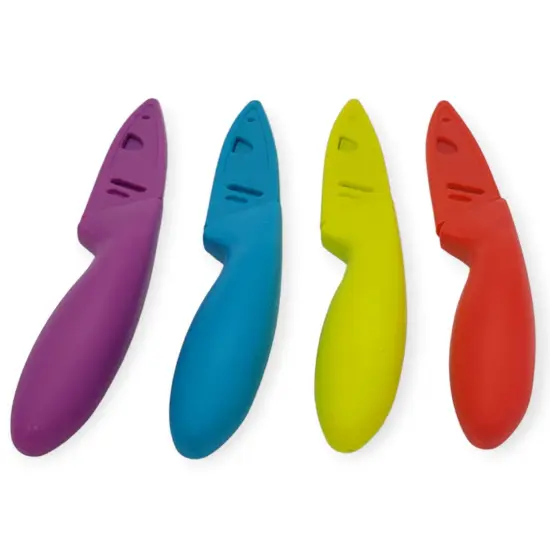Handy Housewares 4pc Colorful Paring Knife Set with Sheath Covers {5}
