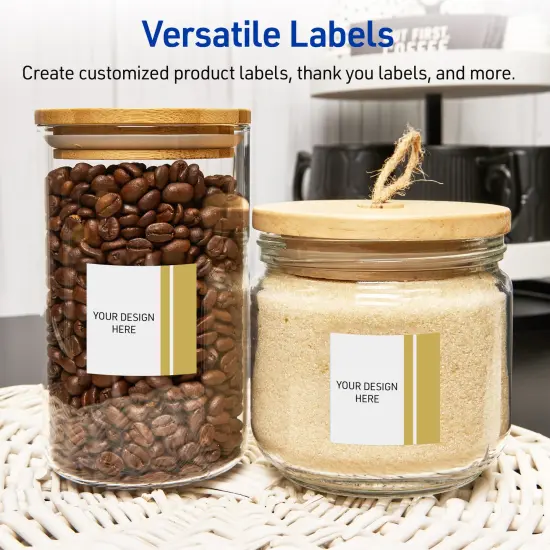 Avery Printable Square Labels, Gold Double-Dipped Edge, 3" x 3", Matte White Square Labels, Permanent, Laser/Inkjet, 60ct, Great for Product Labels {6}