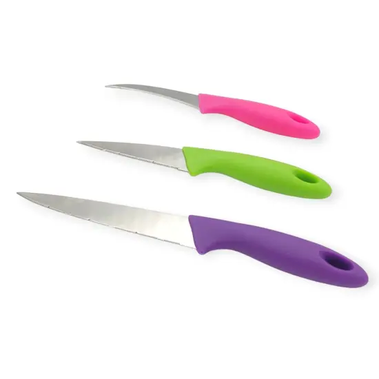 Handy Housewares 3 Piece Multi-Purpose Kitchen / Paring Knife Set - Great for Cutting Fruits Vegetables Meat and More {3}
