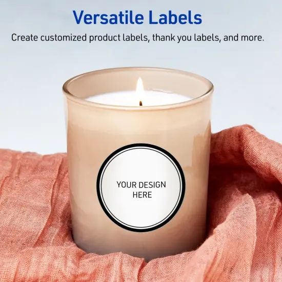 Avery Printable Round Labels, Double Black Border, 3" Diameter, Matte White Round Labels, Permanent, Laser/Inkjet, 60ct, Great for Product Labels {6}