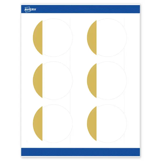 Avery Printable Round Labels, Gold-Dipped Edge, 3" Diameter, Matte White Round Labels, Permanent, Laser/Inkjet, 60ct, Great for Product Labels {1}