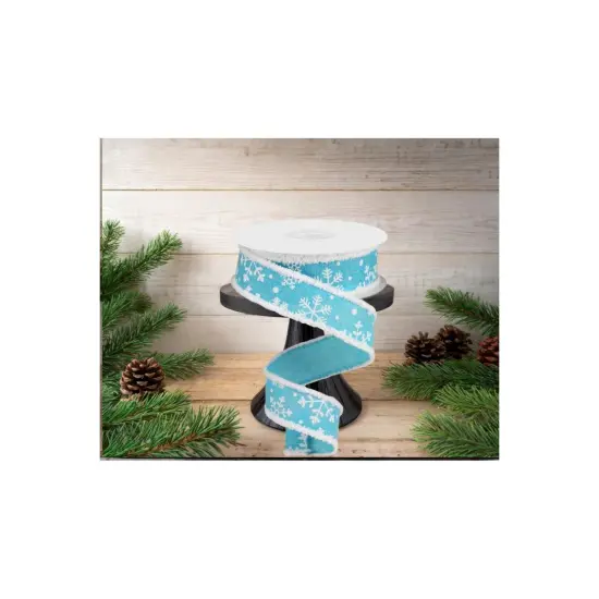1.5" Snowflake Drift Edge Ribbon: Light Blue (10 Yards) {2}