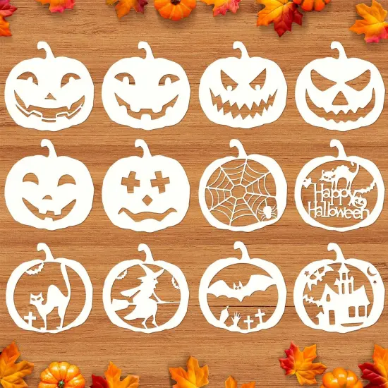 12 PCS Halloween Pumpkin Stencils - 8 Inch {1}