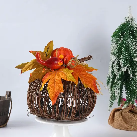 Artificial Rattan Pumpkin Battery Operated LED Fall {4}
