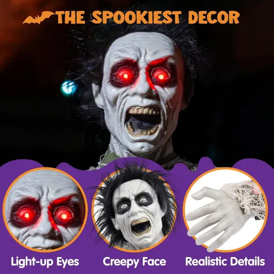 Halloween Animatronics - Zombie Groundbreaker with Sound & Glowing Eyes {4}