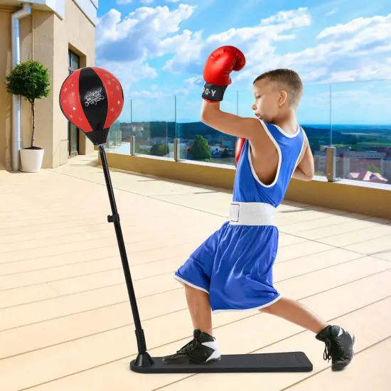 Costway Punching Bag for Kids with Gloves and Adjustable Height for Boys and Girls {4}