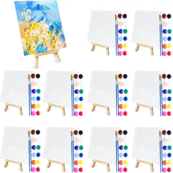 10 Set Mini Acrylic Paint Set, Mini Canvas Painting Kit {1}