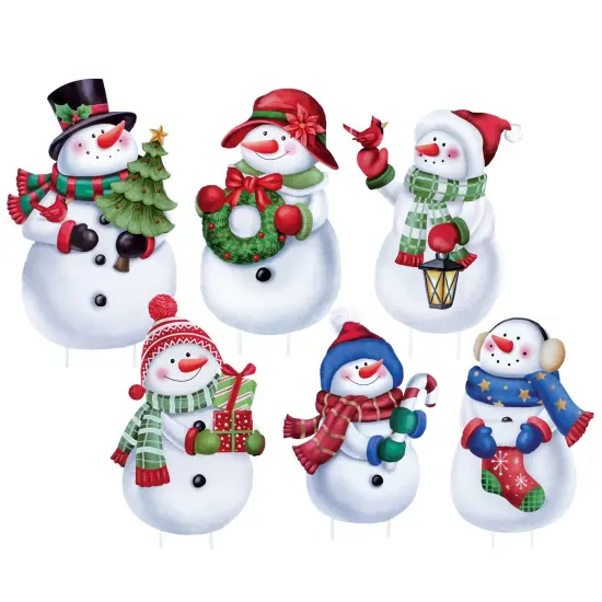 Collections Etc Holiday Snowmen Festive Garden Stakes - Set of 6 {2}