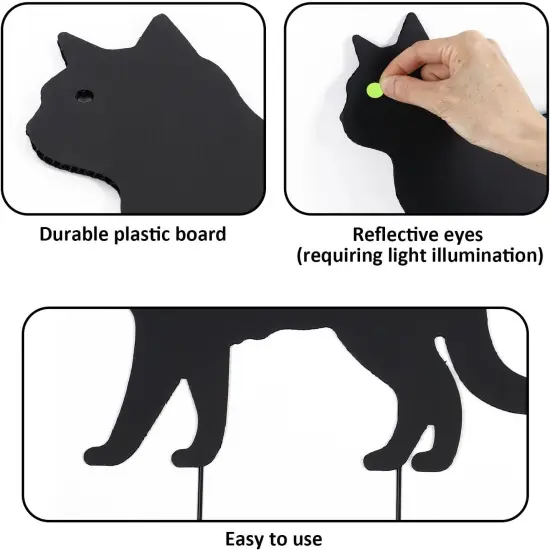 6 PCS Black Cat Halloween Lawn Signs with Stakes, Glow-in-The-Dark Eyes {4}