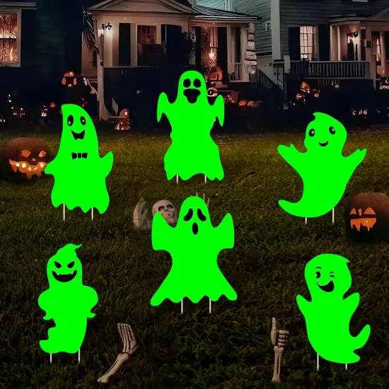 6PCS Scary Ghost Halloween Yard Sign Decorations for Yard Lawn Waterproof {4}
