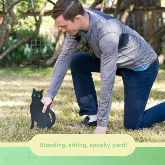 (Set of 3) -Halloween Decoration Outdoor - Black Cat Statues, Scare Cats Yard Sign {5}