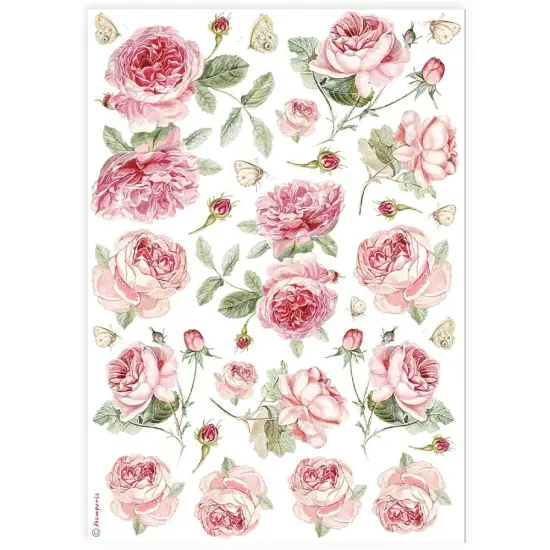 Stamperia Rice Paper Sheet A4-English Roses Pattern {1}
