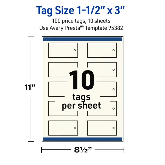 Avery Printable Rectangle Price Tags, Sure Feed Technology, 1-1/2" x 3", Matte Ivory Cardstock, Print-to-The-Edge, Laser/Inkjet Printable, 100 Total {11}