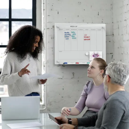 Audio-Visual Direct Magnetic Glass Weekly Calendar & Planner Dry-Erase Board Set Black {11}