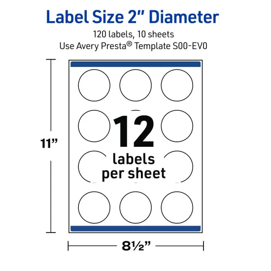 Avery Printable Round Labels with Sure Feed Technology, Pre-Printed Colorful Design, Matte White, 2" Diameter, Laser & Inkjet Compatible, 120 Total, Great for Branding, Marketing, and Events {5}