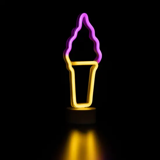 Northlight LED Ice Cream Cone Neon Table Light - 12" Pink {6}