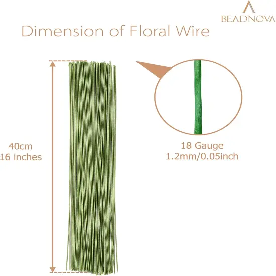 Floral Wire 50pcs 18 Gauge Flower Stems Green Fake Floral Stems Wire for Flower Arrangement Florist DIY Bouquet (Light Green, 50 Pcs) {2}